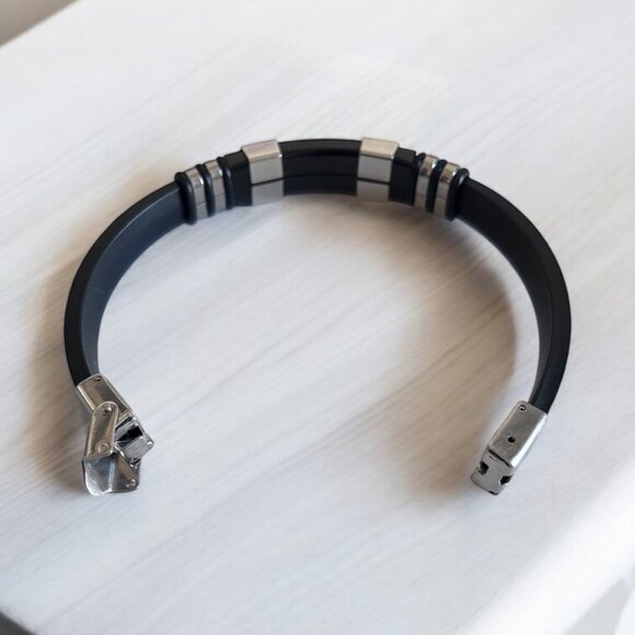 Casual Men Mesh Link Insert Punk Wristband - Picture 5 of 5